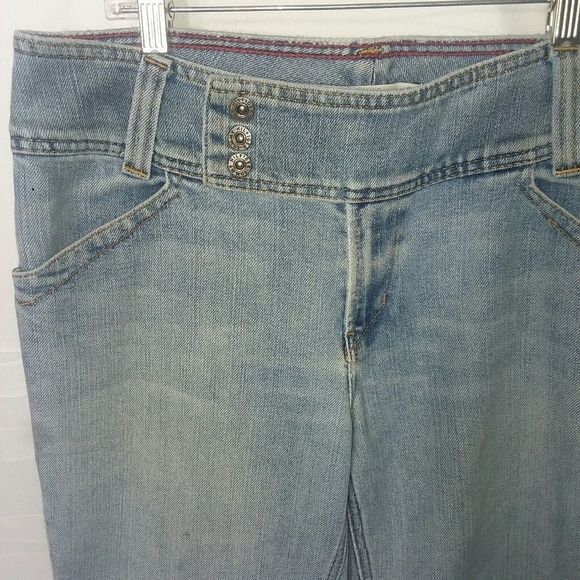 Tommy Hilfiger blue jeans hipster bootcut women's size 12 button waist snap flap - Picture 3 of 16
